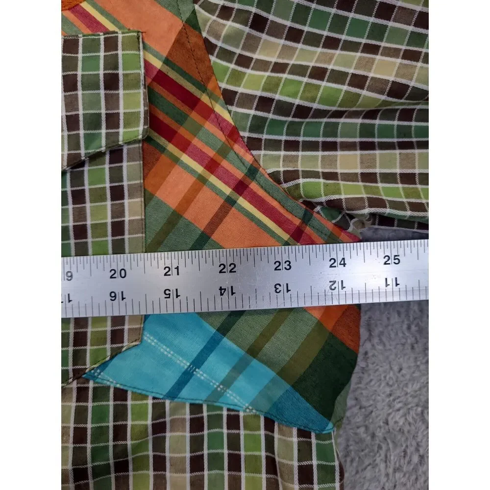 Massive Revolution Mens XL Military Style‎ Long Sleeve Plaid Button Down Shirt